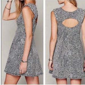 Free people beautiful rhinestone shoulder mini skater dress. So beautiful on